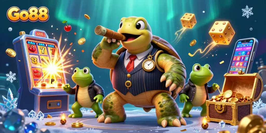 Win big with Go88's vibrant casino adventure featuring colorful characters and thrilling game elements.
