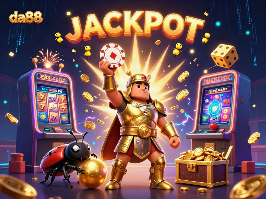Experience the thrill of the da88 casino with a winning beetle duo and vibrant game elements.