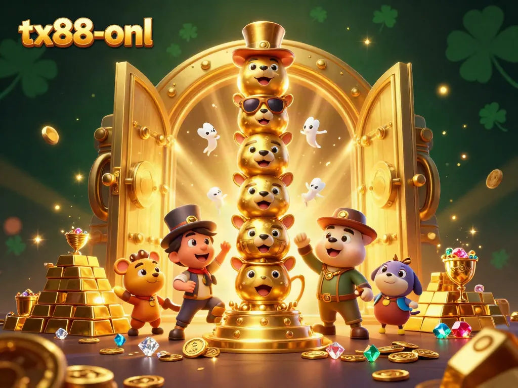 Experience the vibrant world of tx88-onl with a golden totem and dynamic casino elements celebrating winning opportunities.