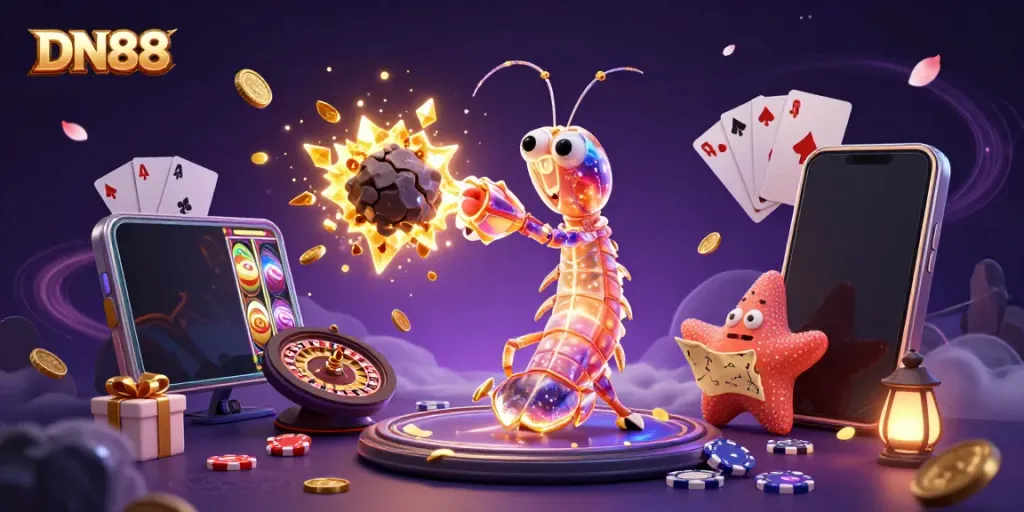 Experience big wins at DN88 with vibrant slot games featuring galactic characters and treasures.