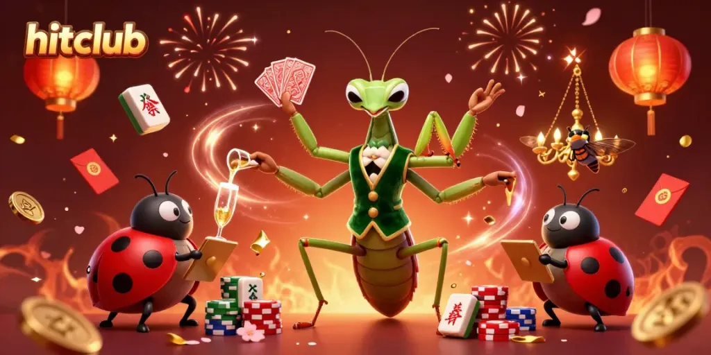 Hitclub offers thrilling gambling experiences with a dynamic 3D casino scene featuring whimsical characters.
