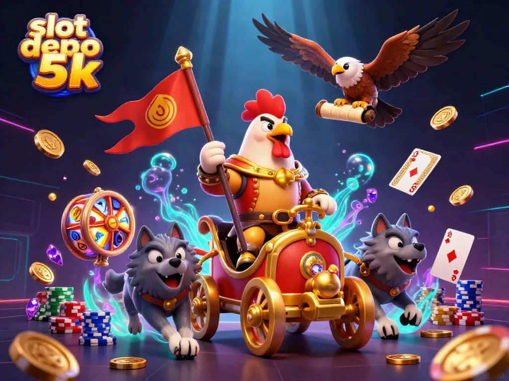 Experience the slot depo 5k adventure with thrilling gaming elements and a vibrant 3D scene.