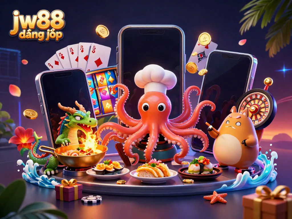 Engage in exciting gameplay with jw88 đăng nhập featuring dynamic characters and vibrant casino elements.