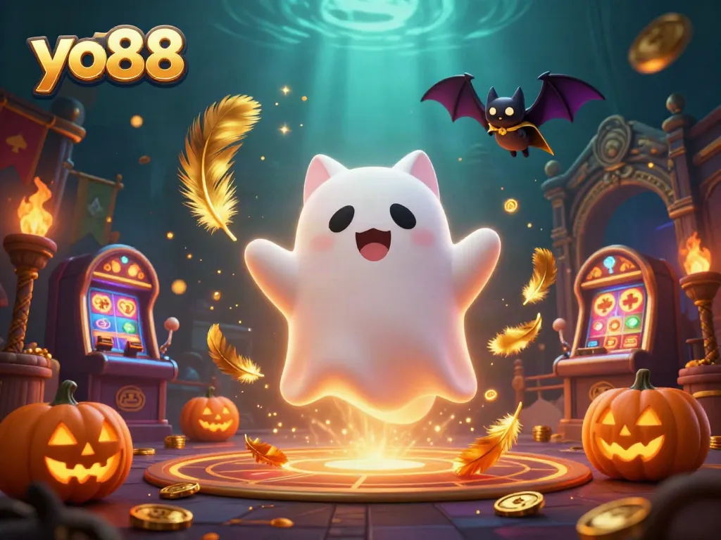 Experience exciting adventures with yo88's casino games featuring a ghost cat and vibrant elements.