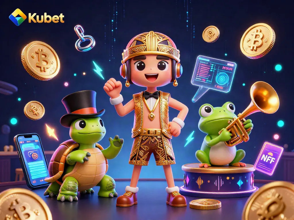 Kubet invites players to experience a vivid animated casino world with a top-hat turtle and a trumpet frog.
