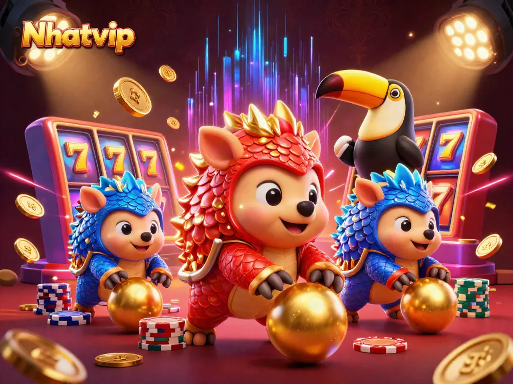 Nhatvip showcases an exciting match between rival pangolins in a dynamic casino setting.