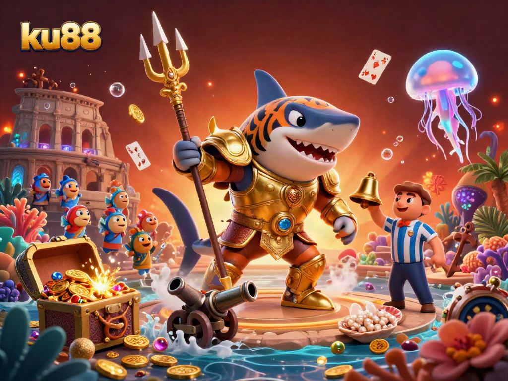 Engage with ku88 in a thrilling underwater casino scene full of excitement and energy.