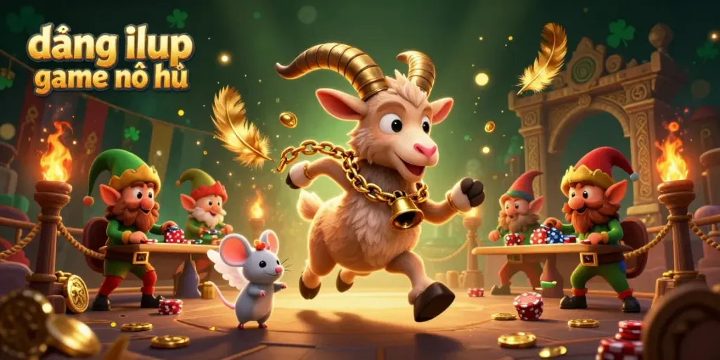 Experience the excitement of đăng nhập game nổ hũ with a lively casino scene featuring whimsical characters in action.