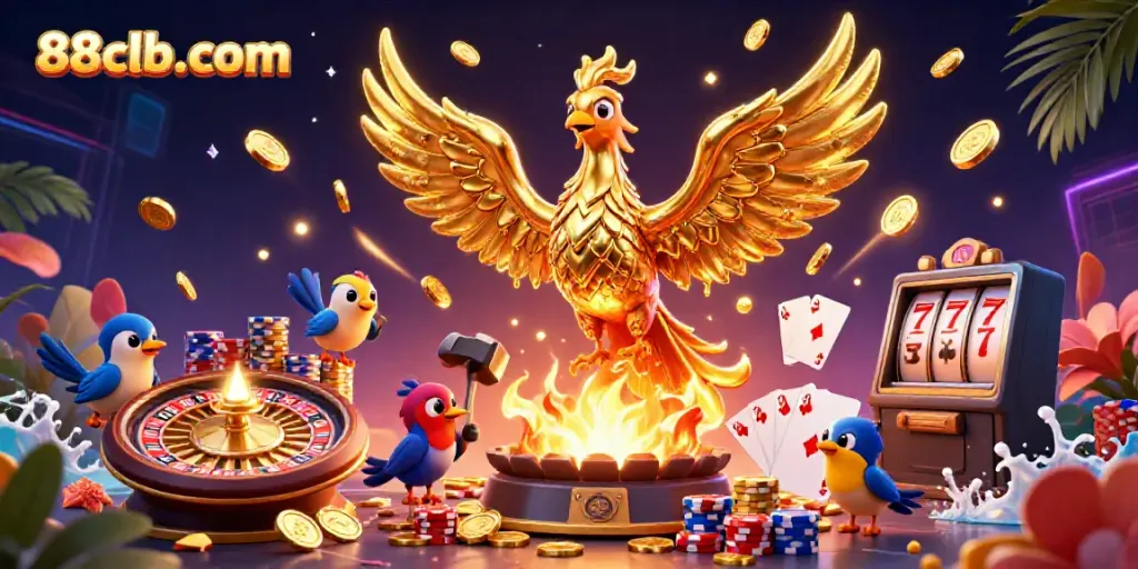 Experience exhilarating gaming with 88clb-com's golden phoenix and dynamic casino elements.