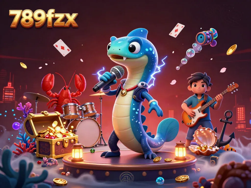Experience thrilling underwater casino action with 789fzx featuring electric eel DJ and vibrant game elements.
