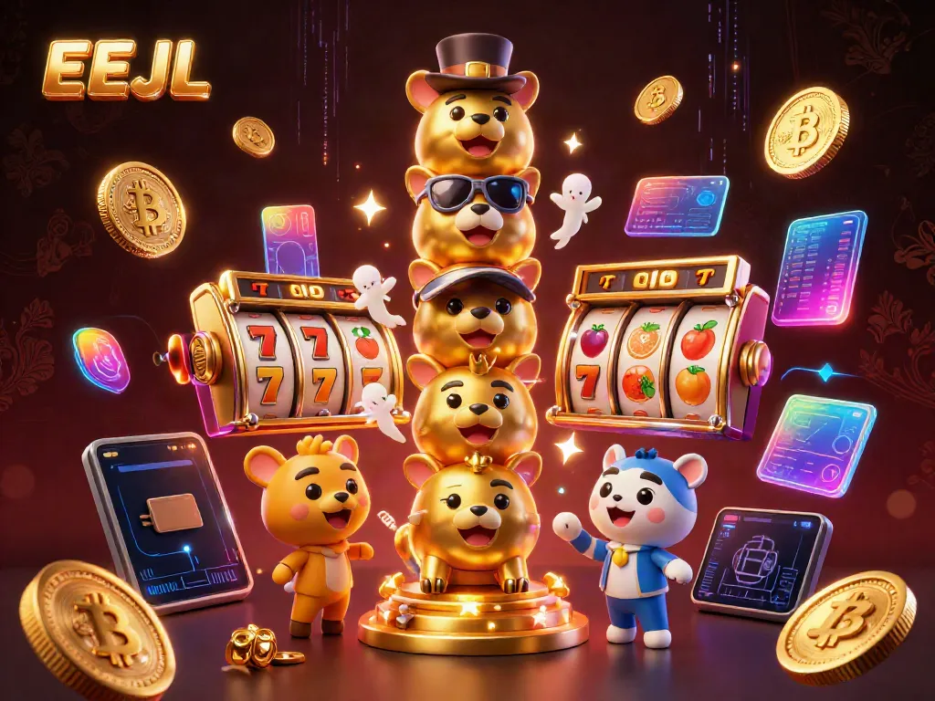 Win big with EEJL casino games featuring a vibrant 3D totem and crypto elements.