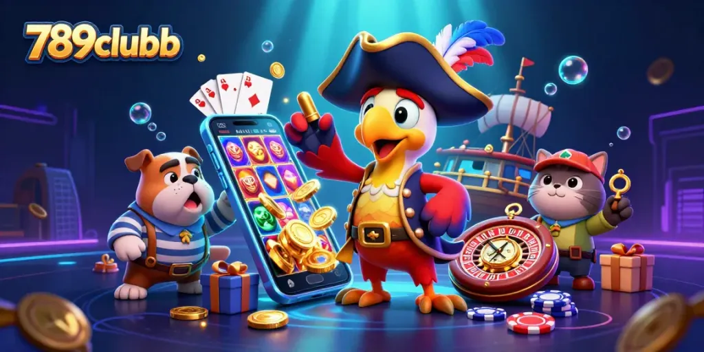 Engage with thrilling gameplay at 789clubb, featuring vibrant characters and slot game action.