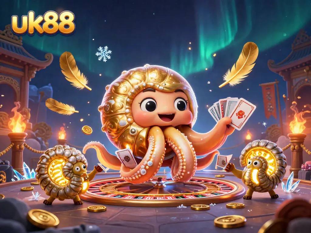 Engage with thrilling casino action at uk88 featuring a 3D nautilus roulette wheel and vibrant gaming elements.
